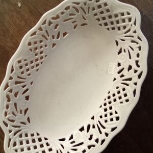Vintage Czechoslovakia Pierced Lattice Ceramic Bowl